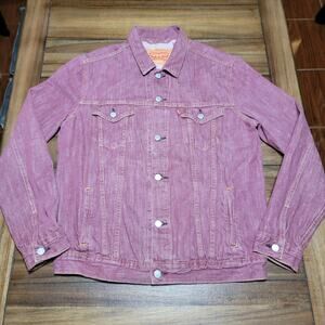 Levi Strauss & Co Maroon Full Button Denim Jacket - Size Large